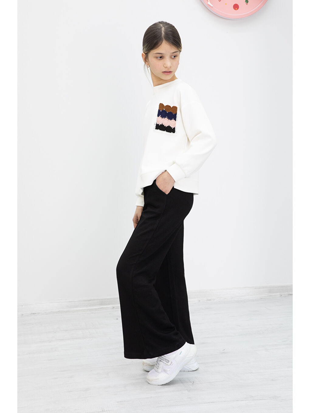 Siyah Dantel Cepli İspanyol Paça Kız Çocuk Alt Üst Takım 19980-3