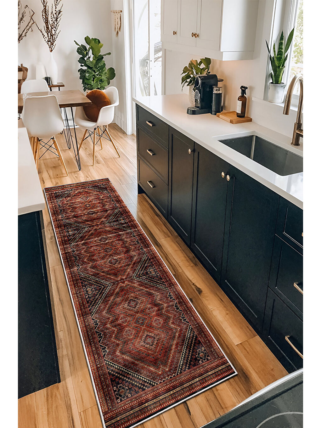 Bordo Dekoratif Özel Tasarım Yıkanabilir İnce Kaymaz Tabanlı Modern Halı KECE FR19-4