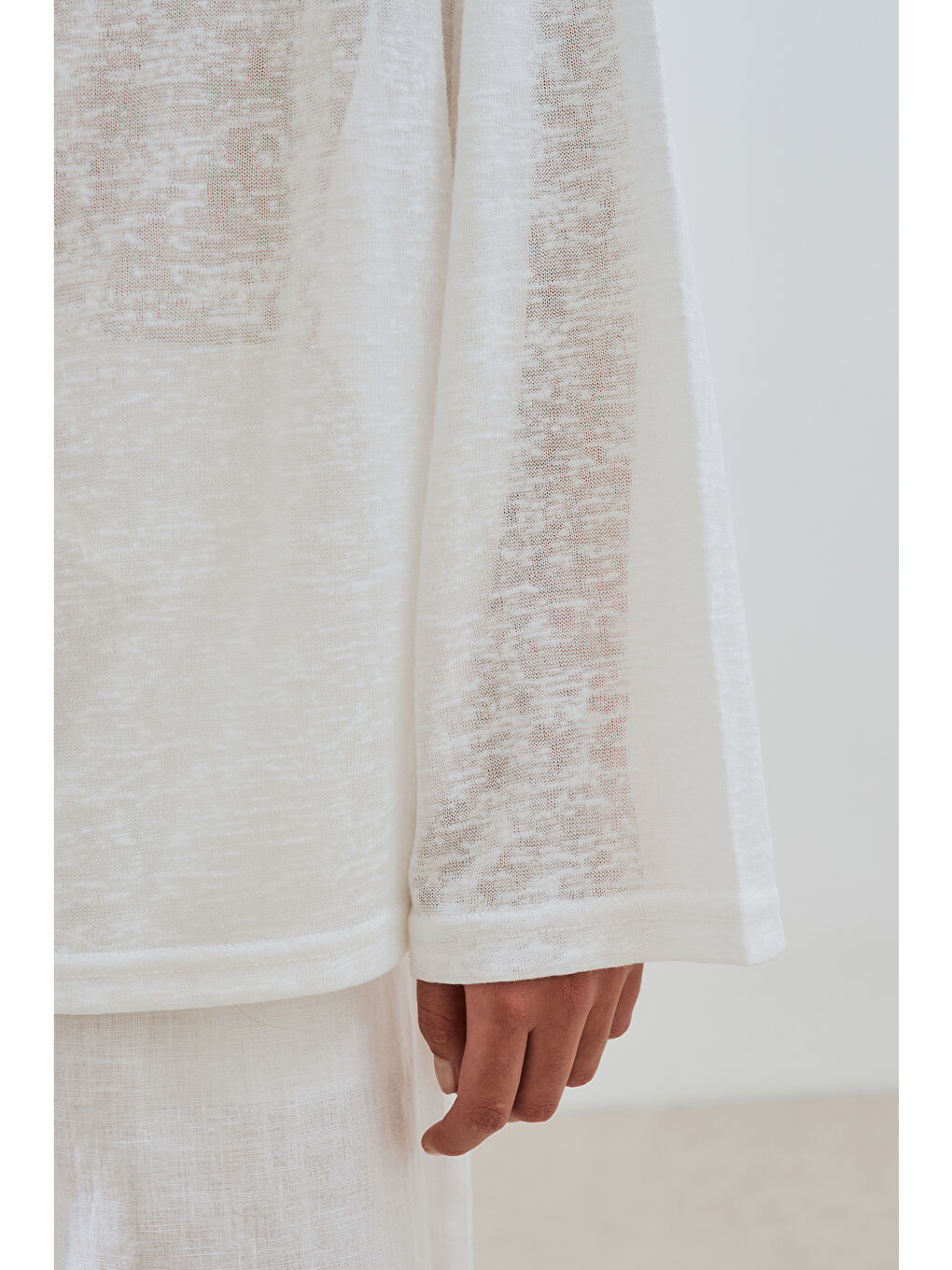 Keten Karışımlı Bluz Ekru-6