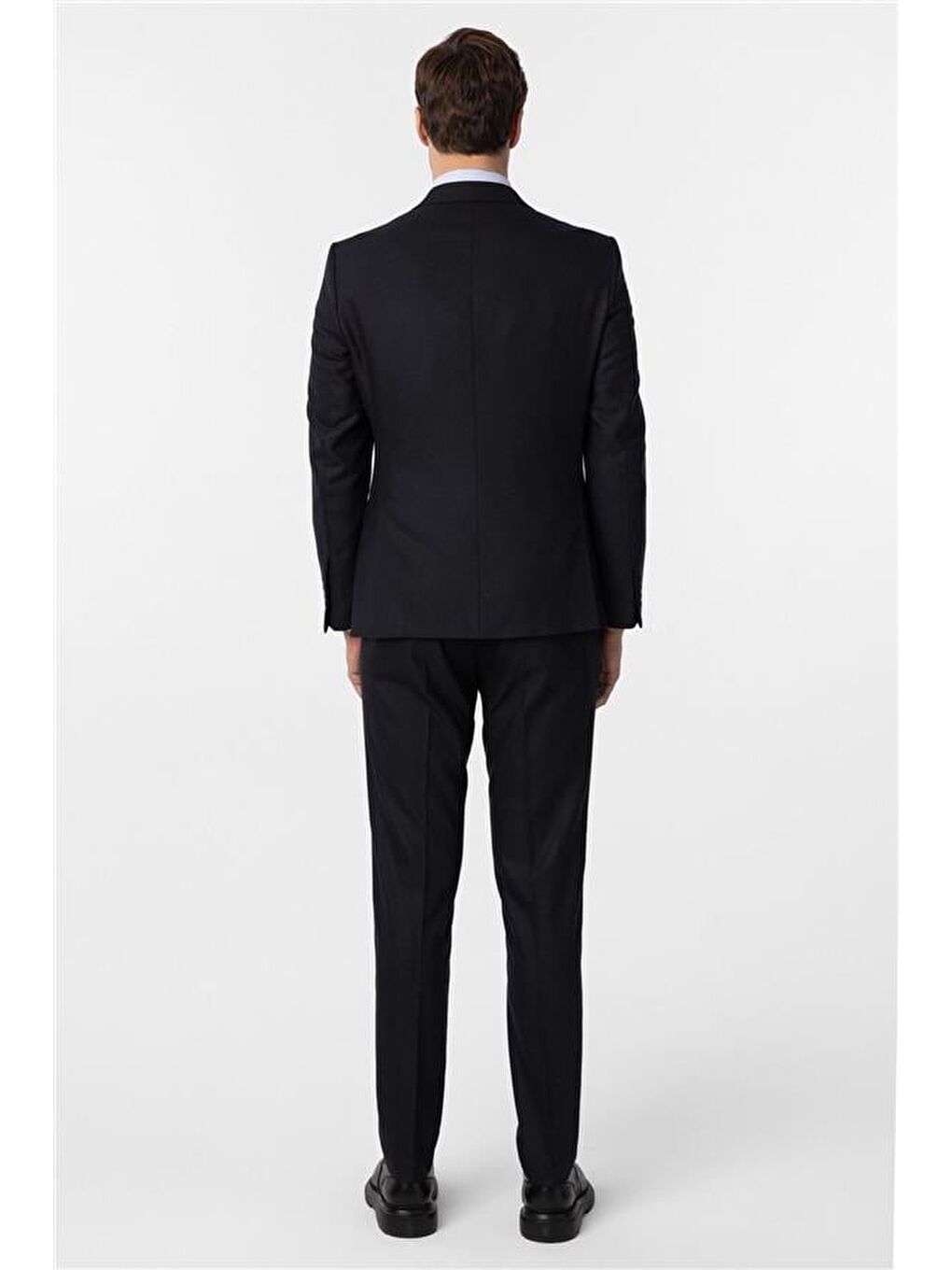 Lacivert Slim Desenli Sivri Yaka 6 Drop Yelekli Takım Elbise-6