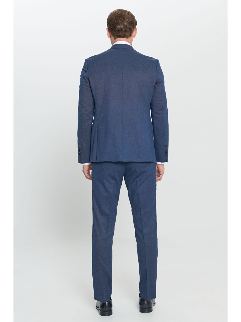 Erkek Lacivert Regular Fit Geniş Kesim Mono Yaka Desenli Takım Elbise-6