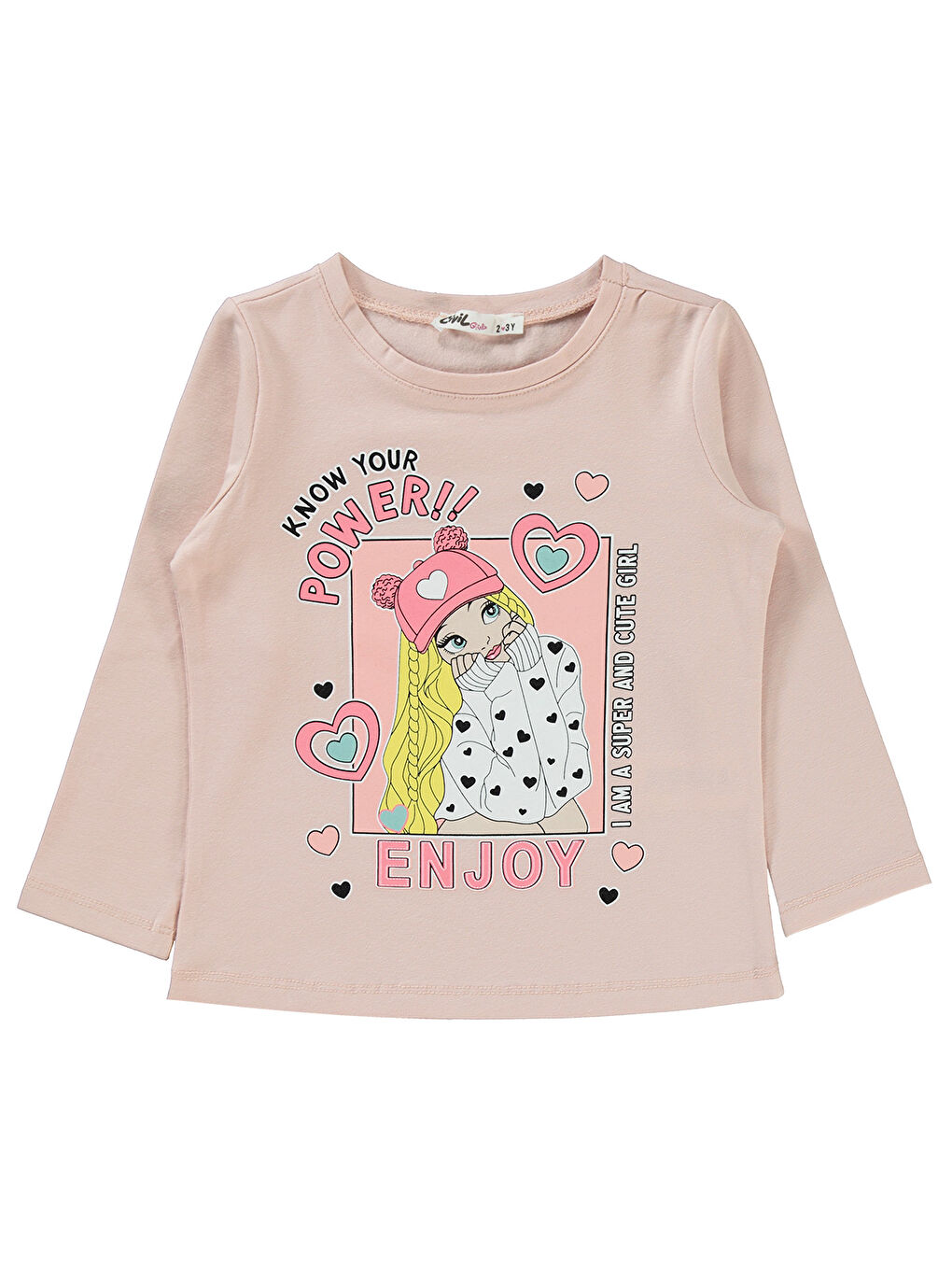 Civil Pembe Girls Kız Çocuk Sweatshirt 2-5 Yaş Açık Pudra