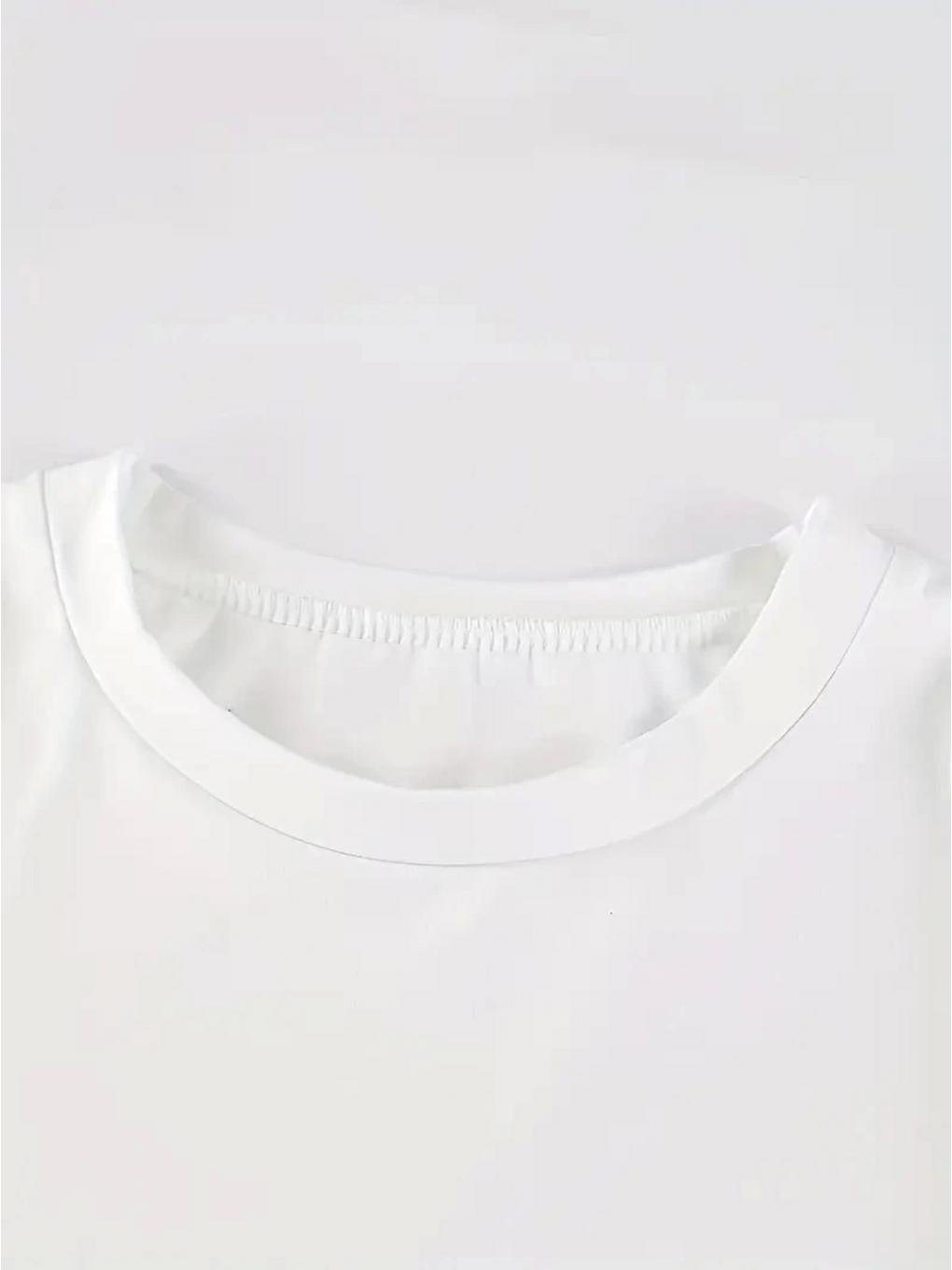 Baskılı Oversize Bisiklet Yaka T-shirt - Beyaz-1