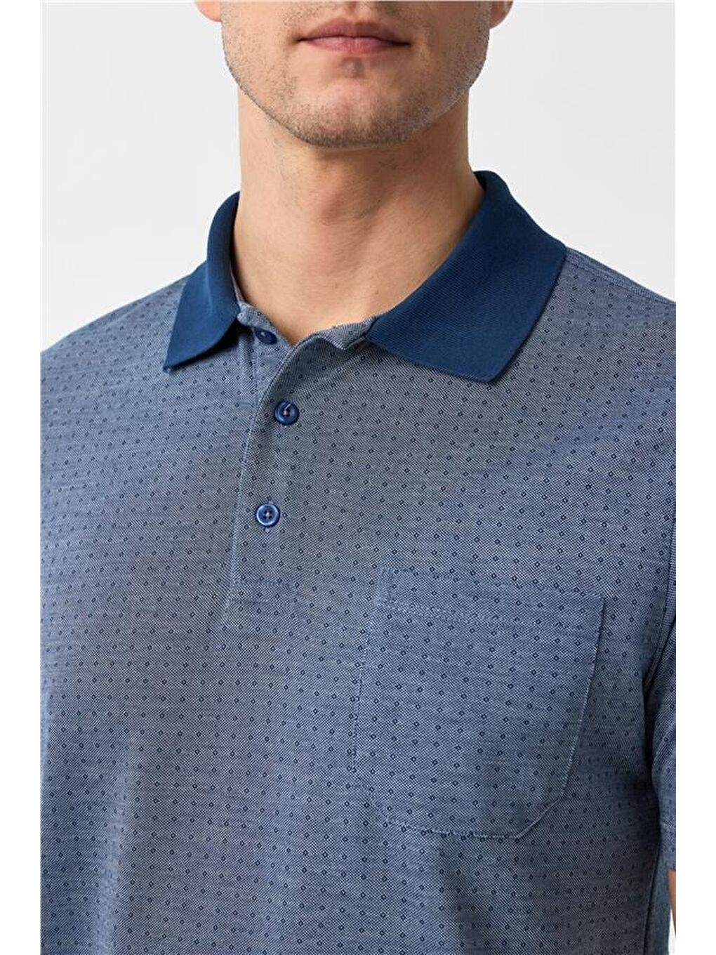 Lacivert Regular Armürlü Polo Yaka Tişört-1