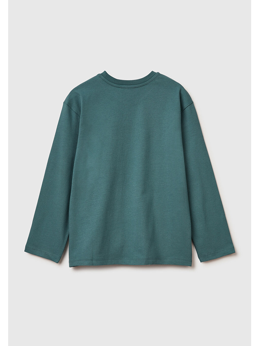 Erkek Çocuk Gri-Yeşil Baskılı Jarse Bisiklet Yaka Uzun Kollu T-shirt-1