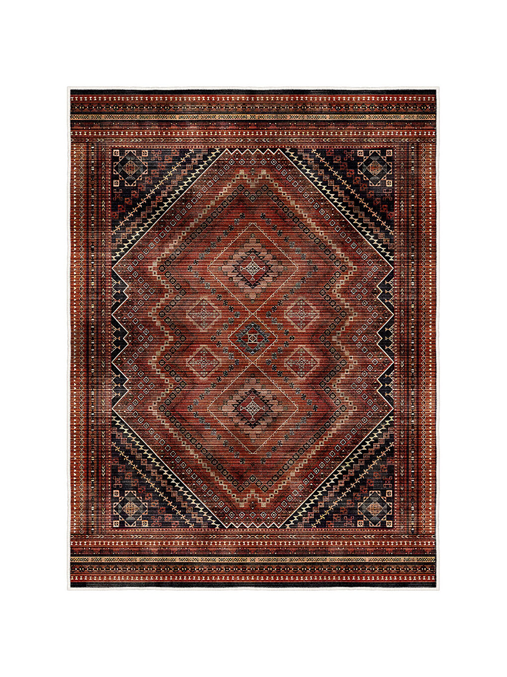 Bordo Dekoratif Özel Tasarım Yıkanabilir İnce Kaymaz Tabanlı Modern Halı KECE FR18