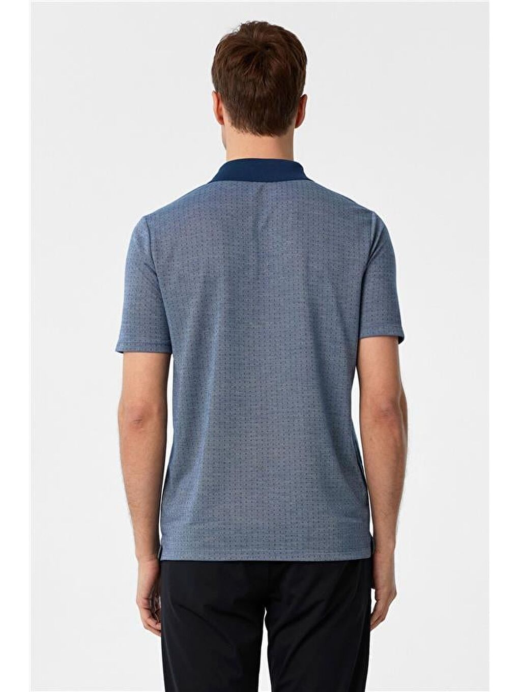 Lacivert Regular Armürlü Polo Yaka Tişört-3