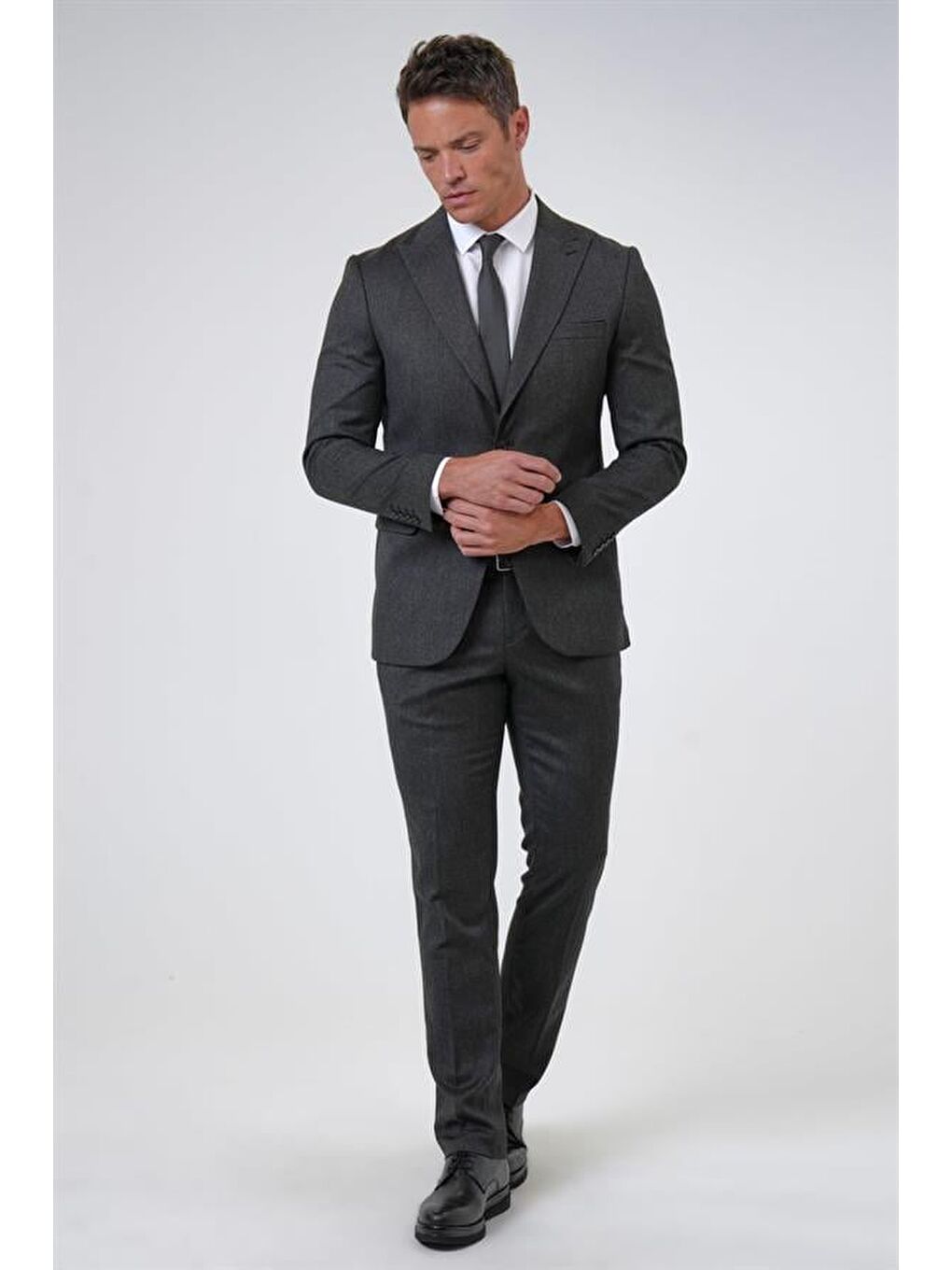 Siyah Regular Armürlü 6 Drop Takım Elbise