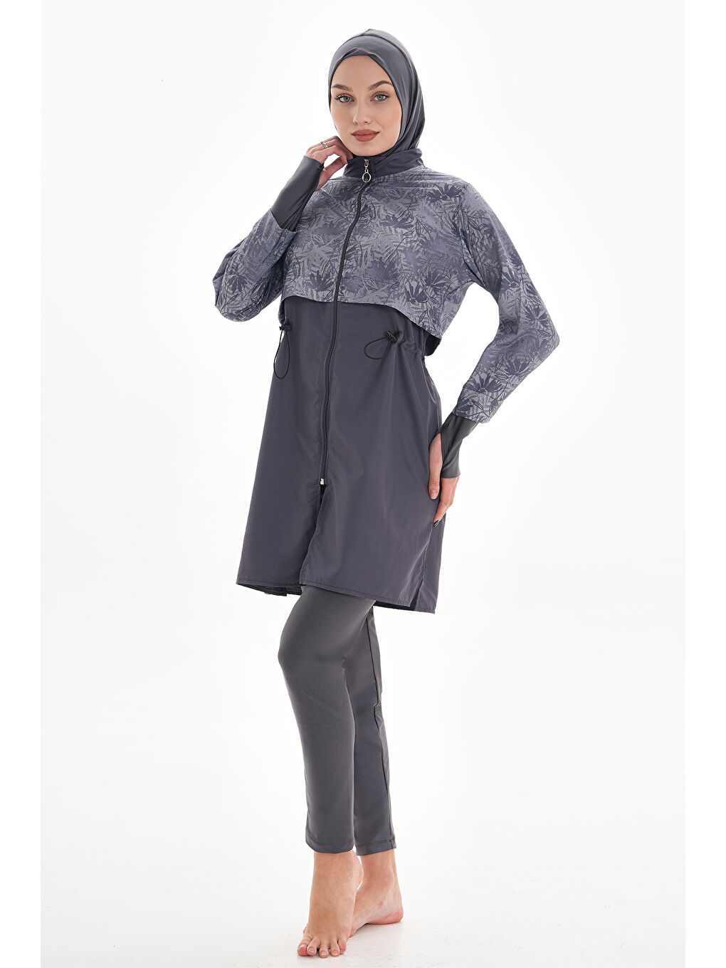 Tam Kapalı Tesettür Mayo 2322 Pera Düz Gri