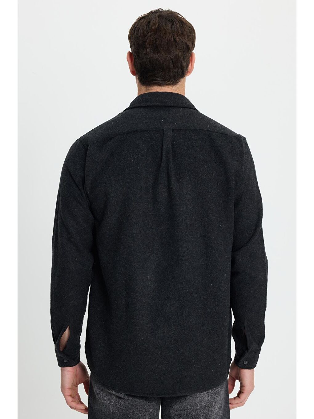 Erkek Regular Fit Klasik Kesim Düz Cepli Koyu Antrasit Oduncu Gömlek-7