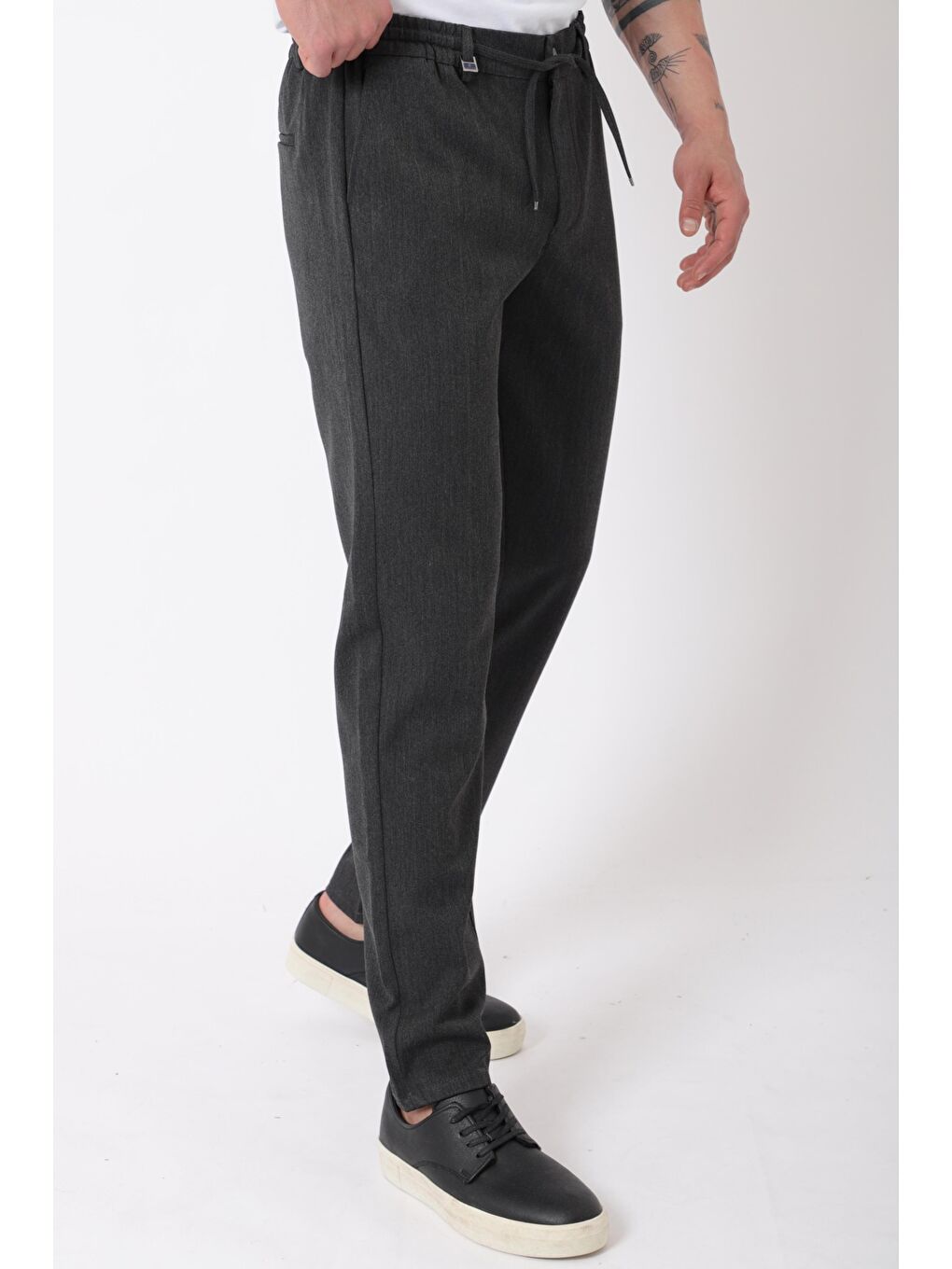 Antrasit Bel Lastikli Spor En Boy Jogger Pantolon CPT-4_0400-2