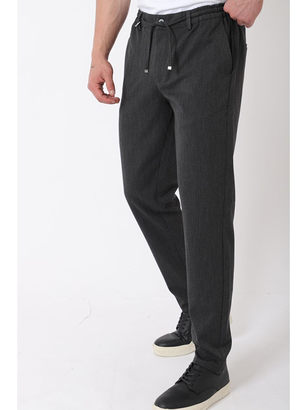 Antrasit Bel Lastikli Spor En Boy Jogger Pantolon CPT-4_0400-3