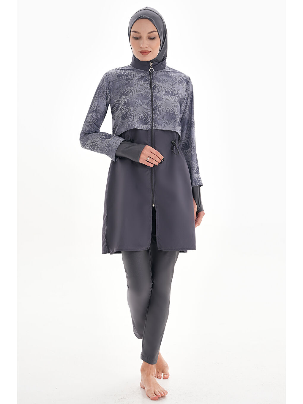 Tam Kapalı Tesettür Mayo 2322 Pera Düz Gri-1