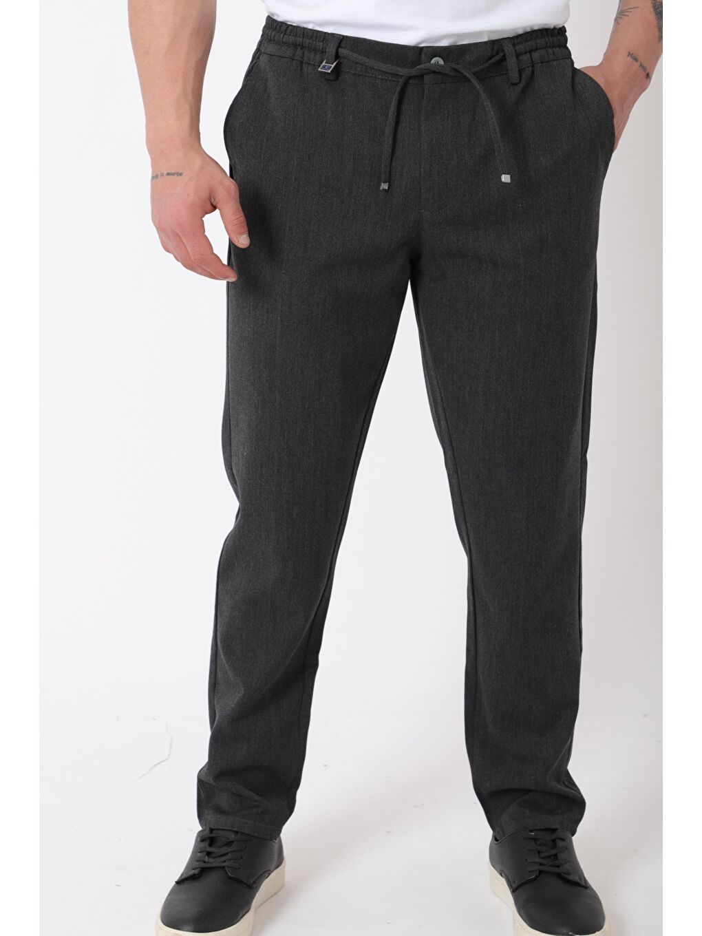 Antrasit Bel Lastikli Spor En Boy Jogger Pantolon CPT-4_0400-4