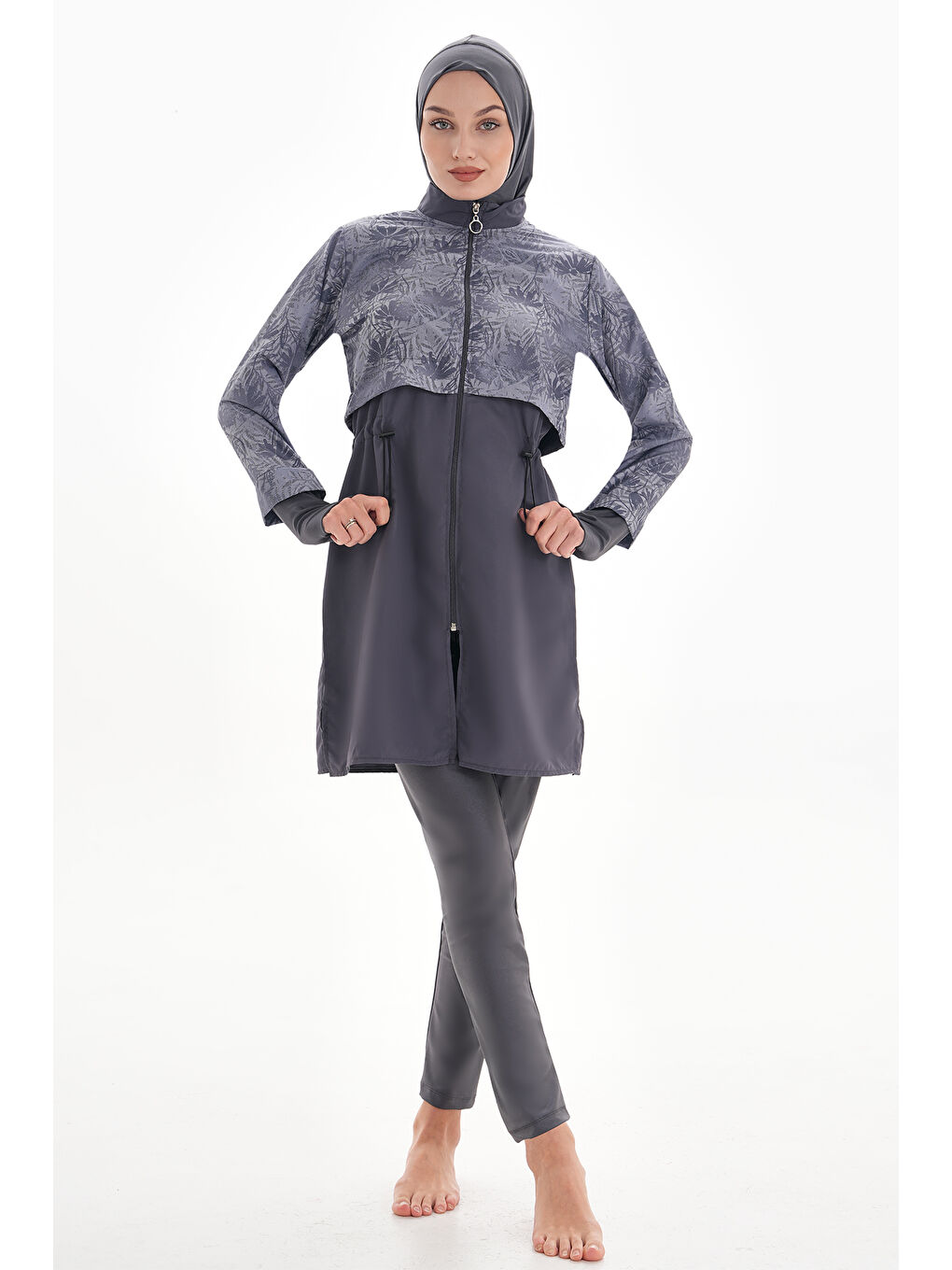 Tam Kapalı Tesettür Mayo 2322 Pera Düz Gri-2