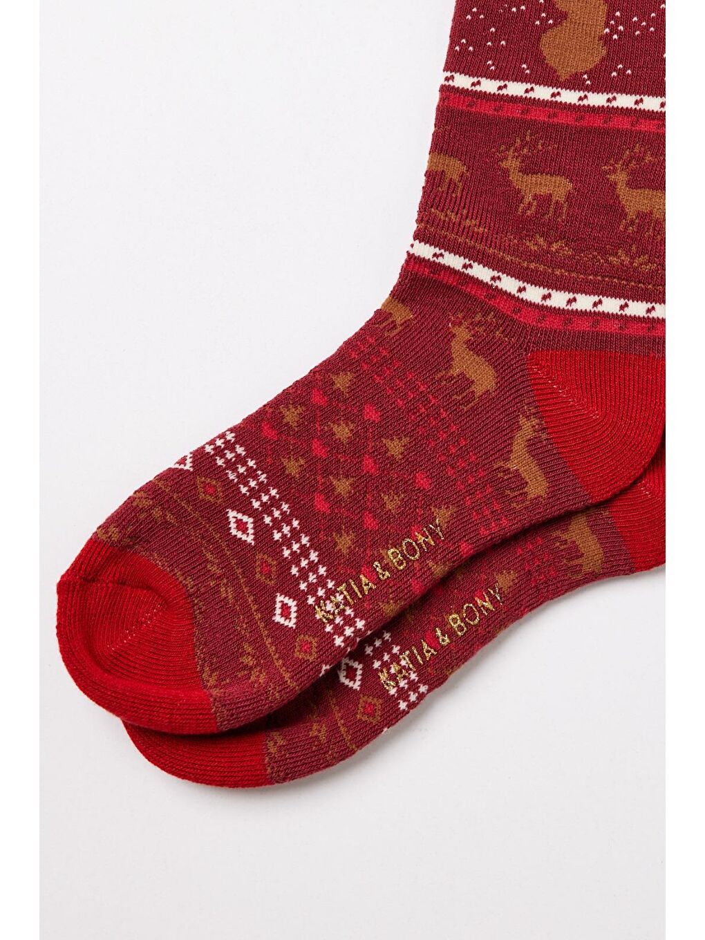 Çocuk Ponponlu Yılbaşı Havlu Soket Çorap Kırmızı-1