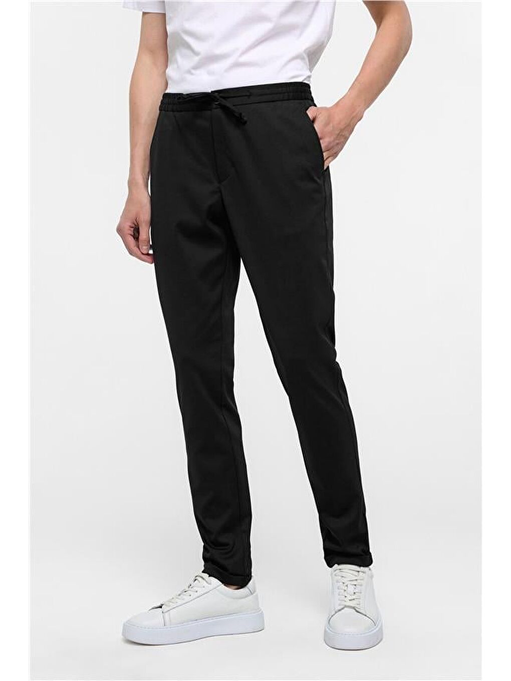 Siyah Slim Düz Pantolon-1