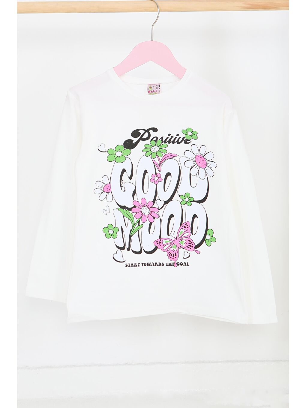 Kız Çocuk Beyaz Uzun Kollu Baskılı Penye Badi - 27691-1