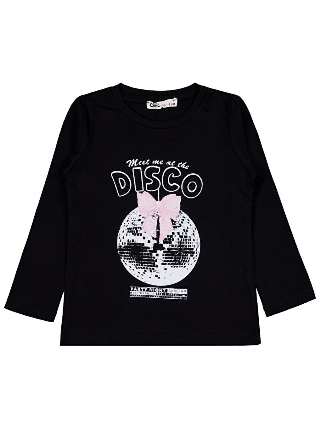 Girls Parti Night Baskılı 2-5 Yaş Sweatshirt - Siyah 2-3 Yaş