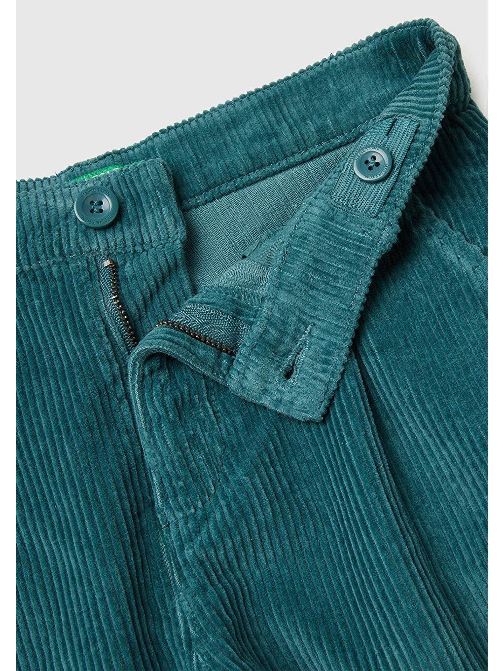 Erkek Çocuk Gri-Yeşil Arka Cebi Logolu Düğmeli Ayarlanabilir Bel Kadife Pantolon-2