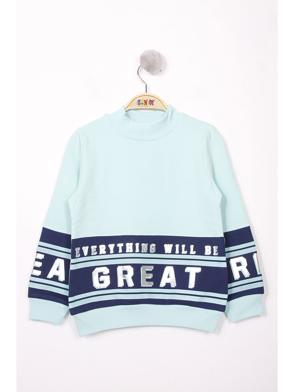 Turkuaz Kız Çocuk Great Baskılı Sweatshirt