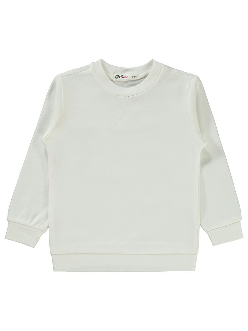 Girls Düz 2-5 Yaş Sweatshirt - Ekru 3-4 Yaş