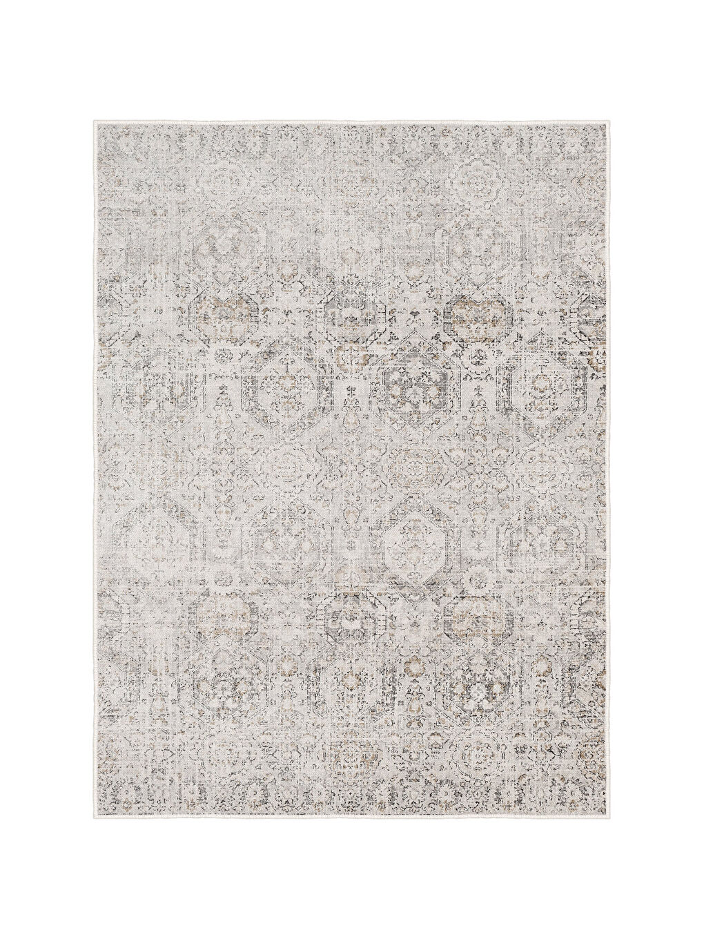 Bej Dekoratif Özel Tasarım Yıkanabilir İnce Kaymaz Tabanlı Modern Halı KECE FR16