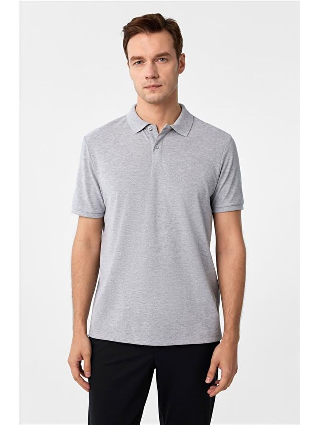 Gri Regular Armürlü Polo Yaka Tişört