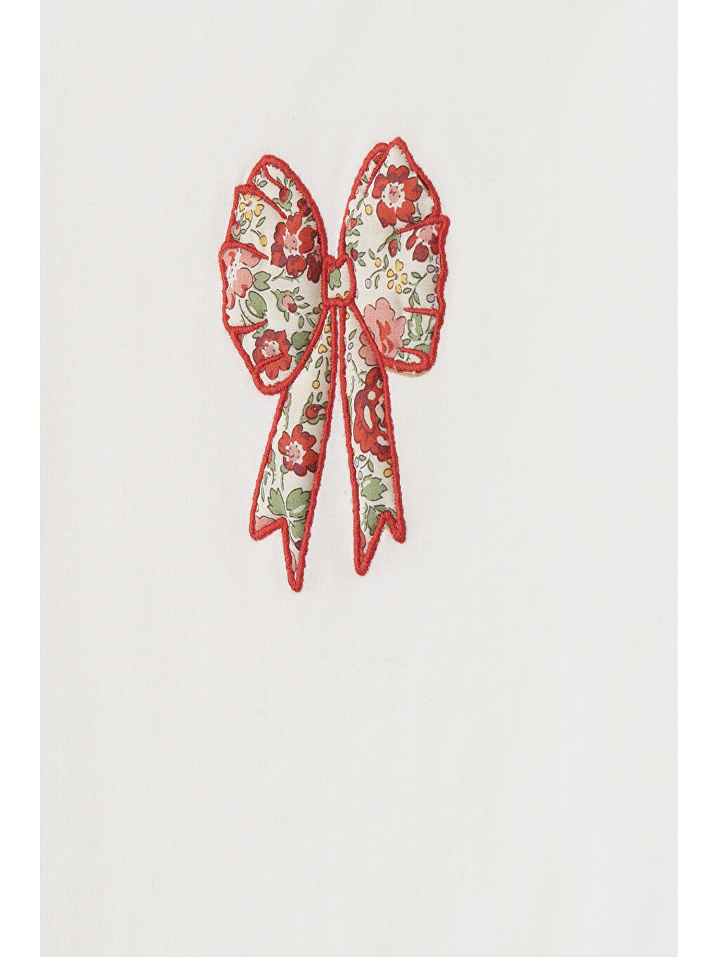 Ekru Liberty Kumaş Nakışlı Kız Çocuk Tişört-4