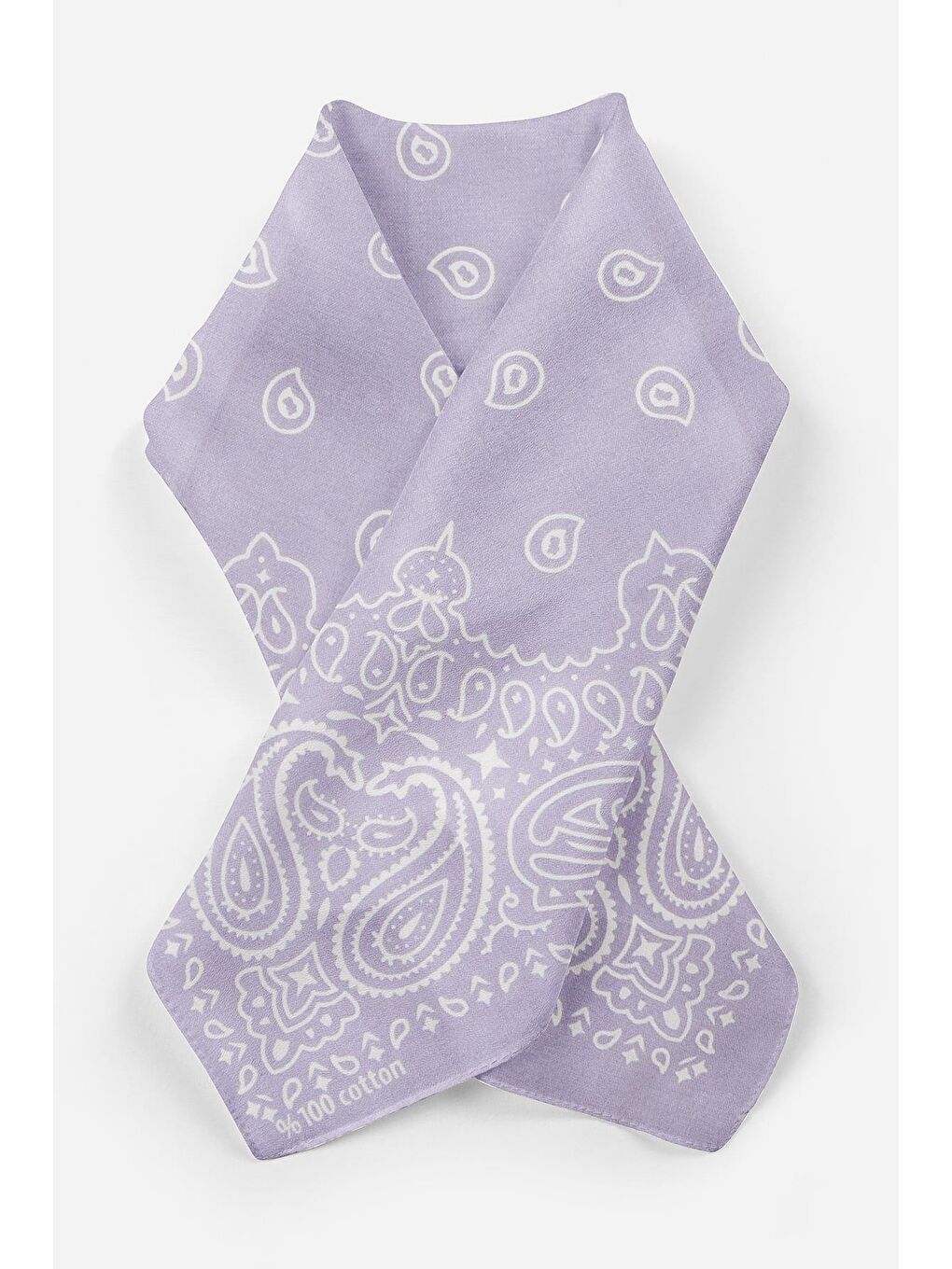 Lila Şal Desenli Kare Pamuk Bandana Fular
