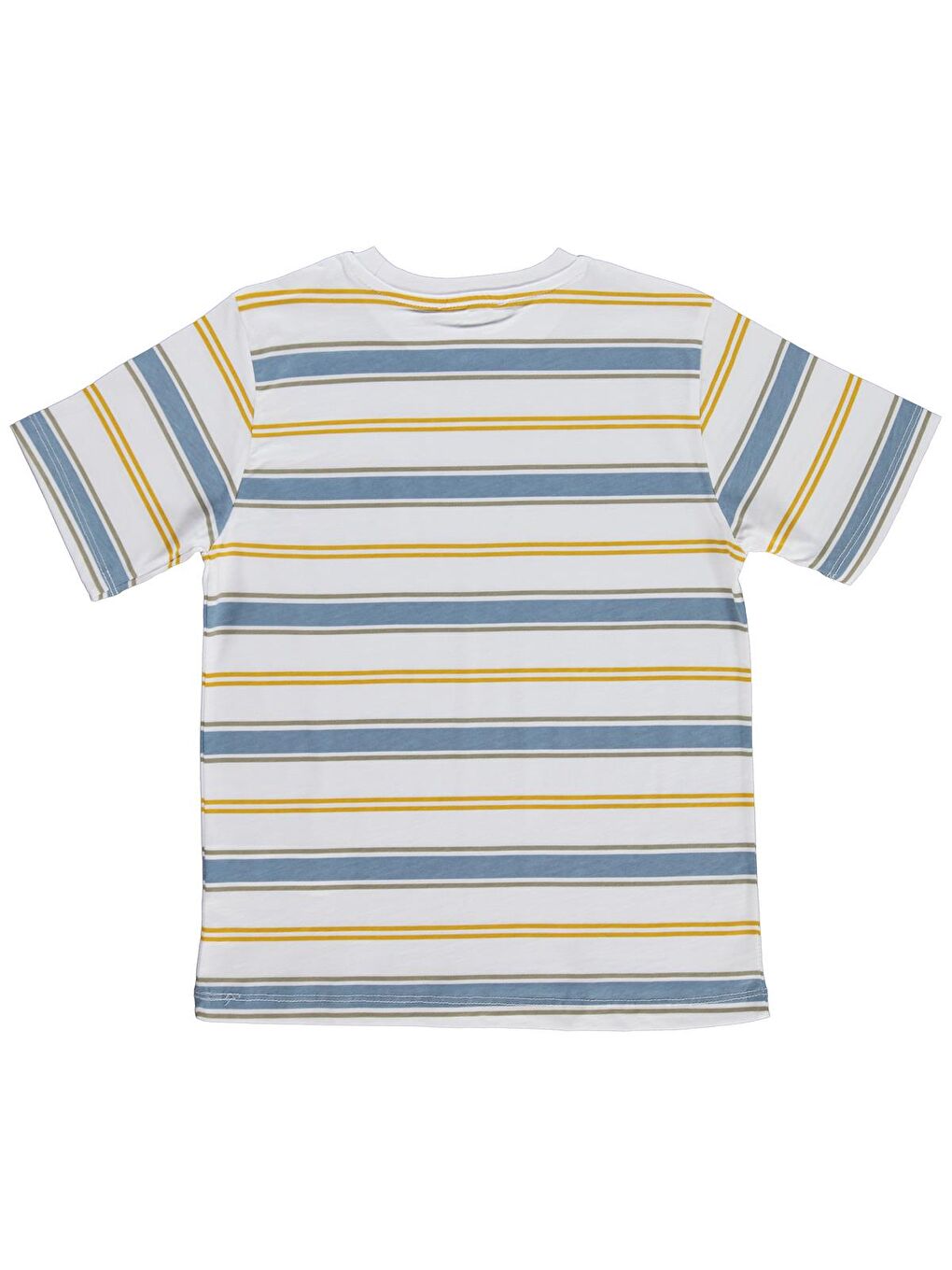 Boys Mavi Çizgili 10-13 Yaş Tişört - Beyaz-1