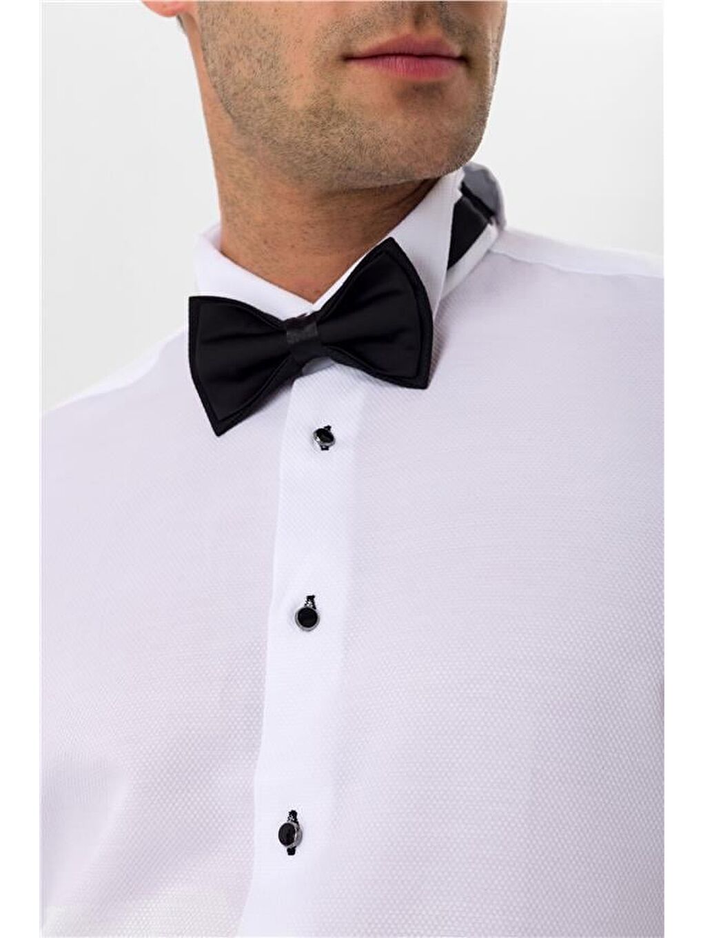 Siyah Slim Düz Ata Yaka Gömlek-3