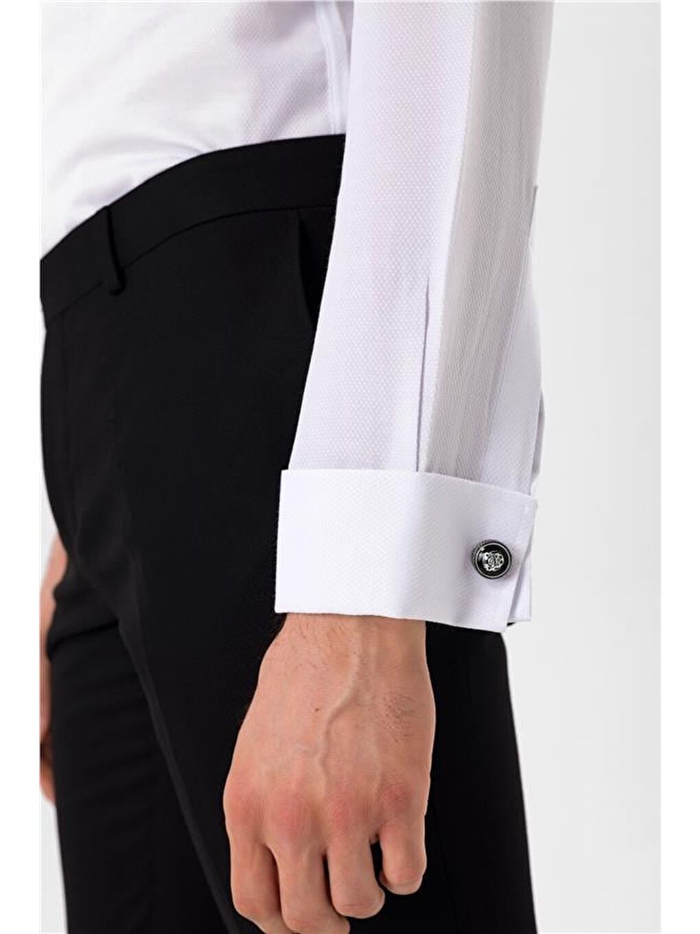 Siyah Slim Düz Ata Yaka Gömlek-4