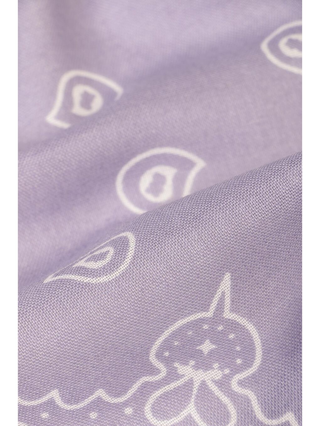 Lila Şal Desenli Kare Pamuk Bandana Fular-2