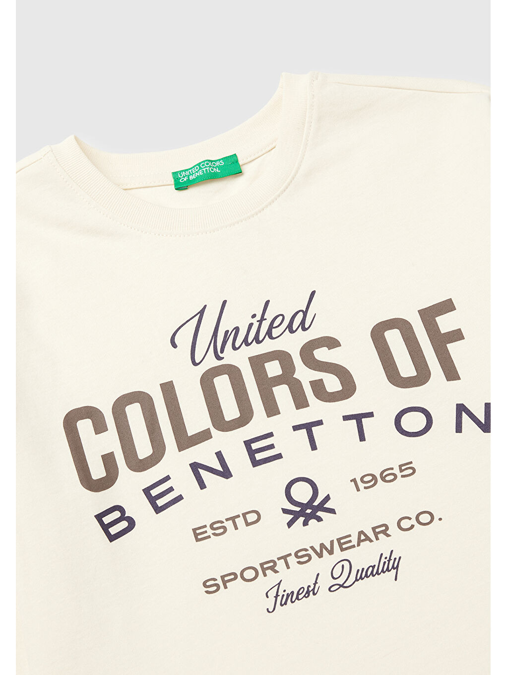 Ekru Erkek Çocuk Krem Önü Logo Baskılı Uzun Kollu T-shirt-2