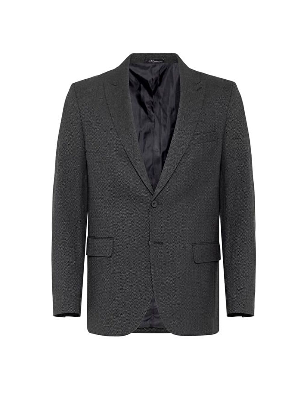 Siyah Regular Desenli Sivri Yaka 4 Drop Takım Elbise-1