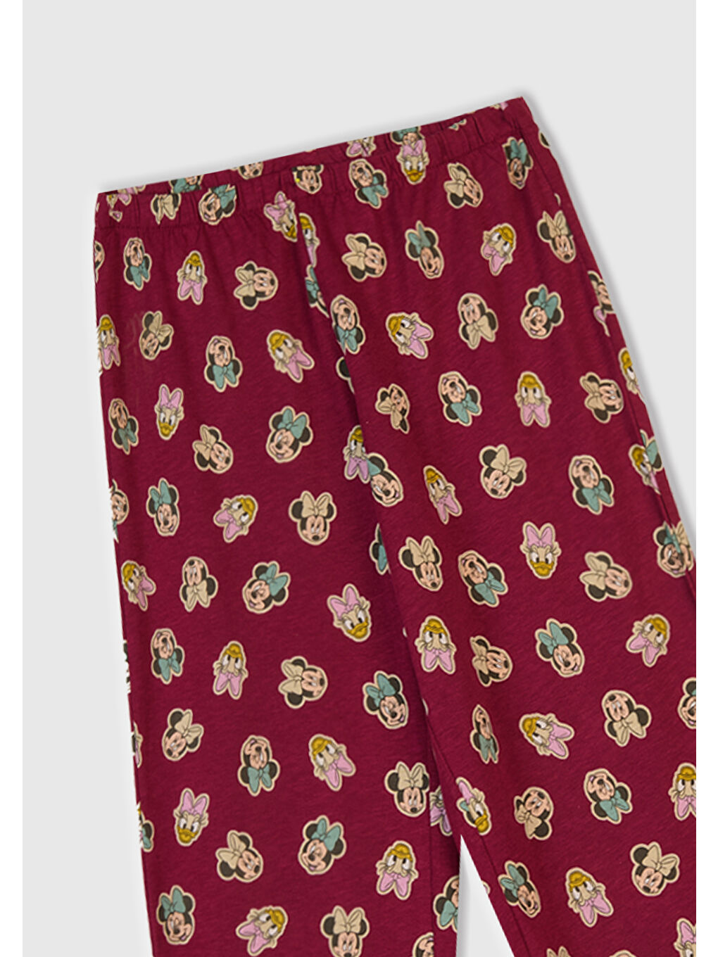 Kız Çocuk Toz Pembe-Fuşya Üstü Baskılı Altı Desenli Paçası Kıvrık Pijama Takımı-7