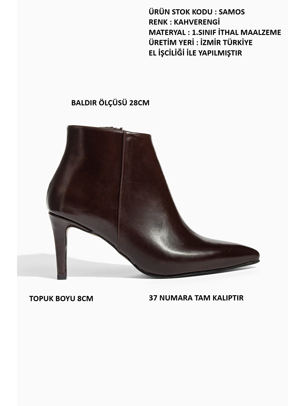 Kahverengi Samos Kadın Sivri Burun Topuklu Bot-1