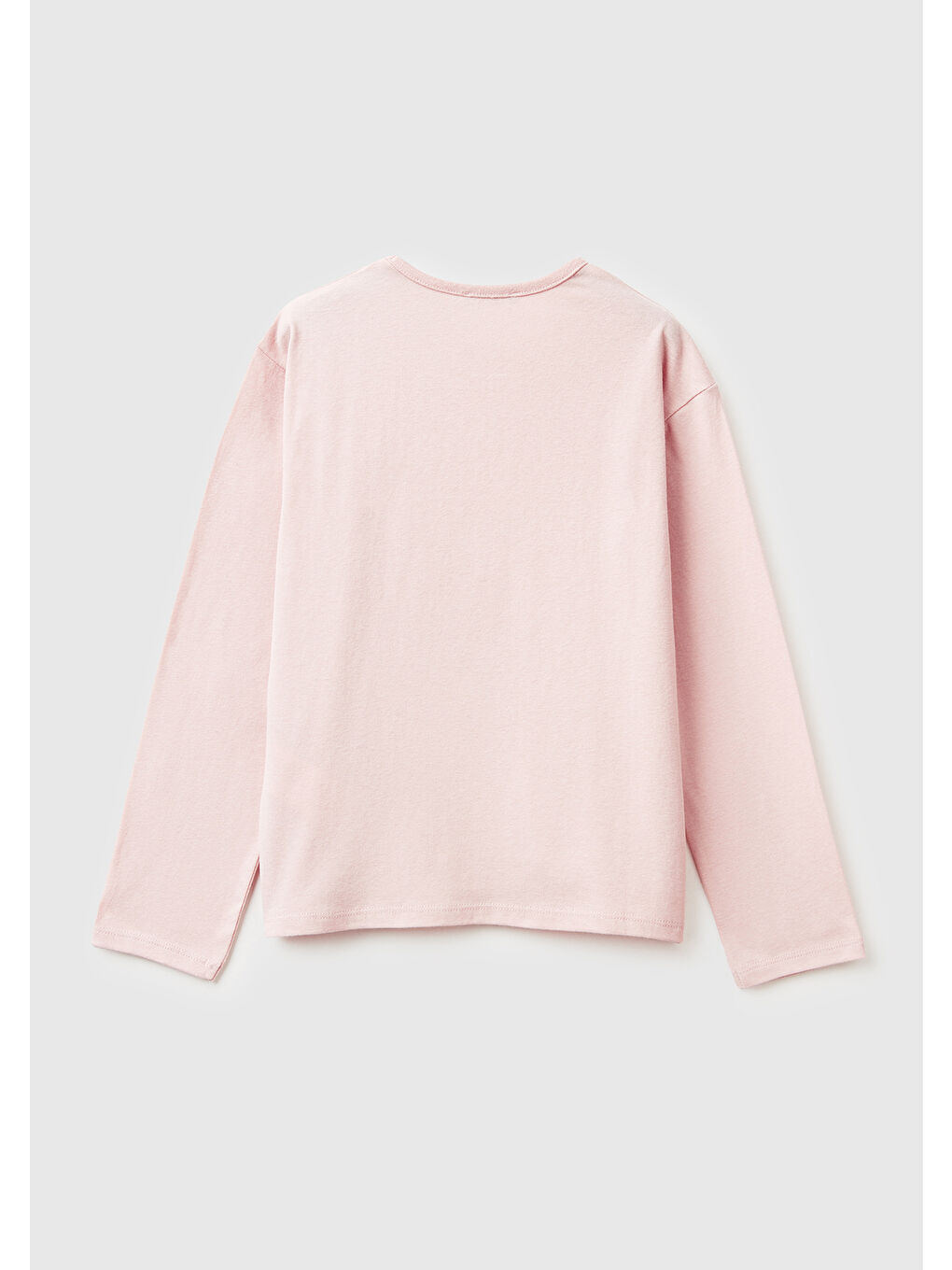 Kız Çocuk Toz Pembe Grafik Payet İşlemeli Regular Fit Jarse Uzun Kollu T-shirt-1