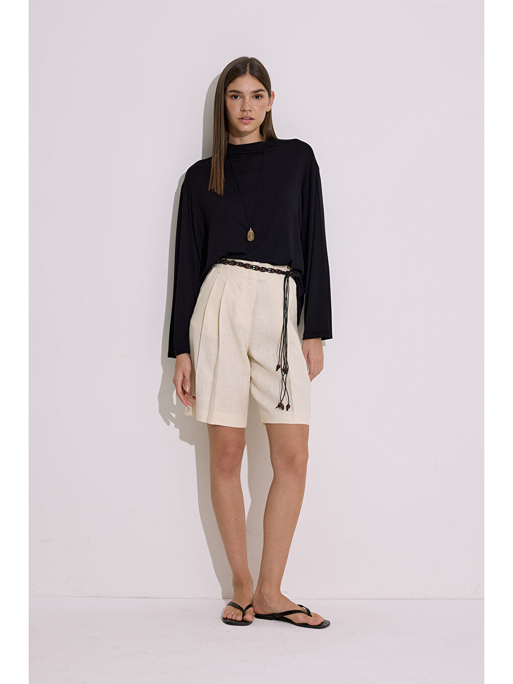 Dökümlü Uzun Kol Bluz Siyah-2