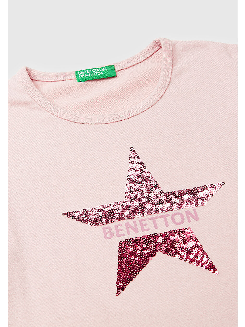 Kız Çocuk Toz Pembe Grafik Payet İşlemeli Regular Fit Jarse Uzun Kollu T-shirt-2