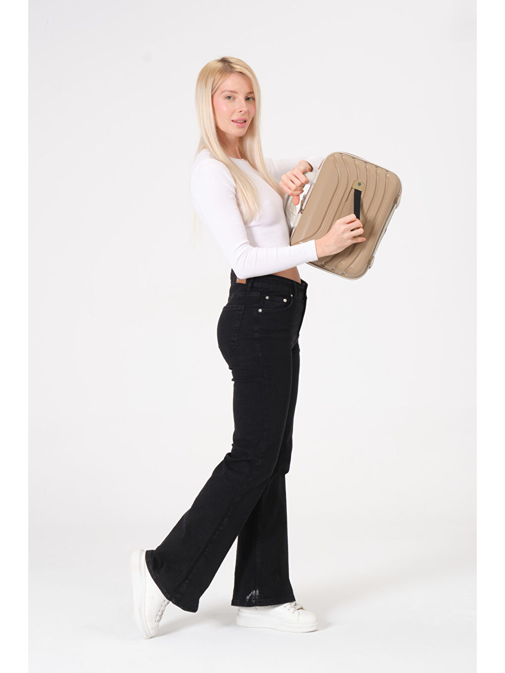 Gold-Krem PP Makyaj Çantası-4