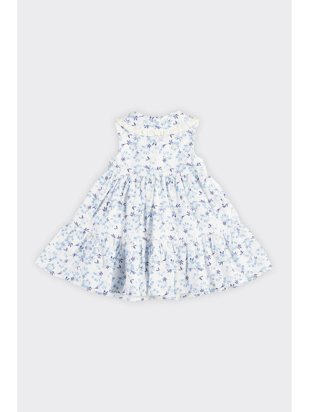 Kız Bebek Çiçek Desenli Mavi Elbise-1