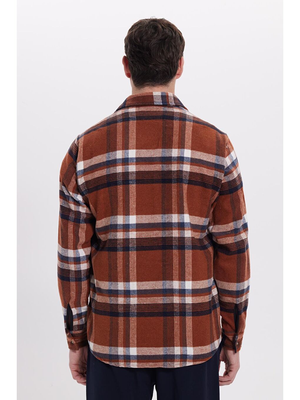 Kahverengi Erkek Regular Fit Rahat Kesim Kışlık Kareli Oduncu Gömlek-6