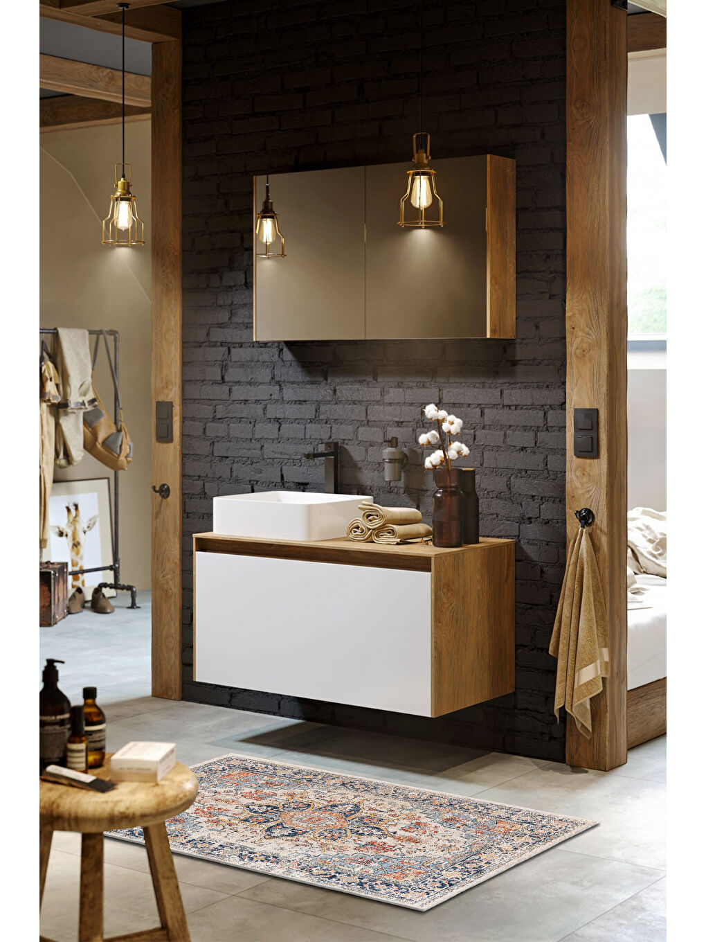 Turuncu Dekoratif Özel Tasarım Yıkanabilir İnce Kaymaz Tabanlı Modern Halı KECE FR17-3