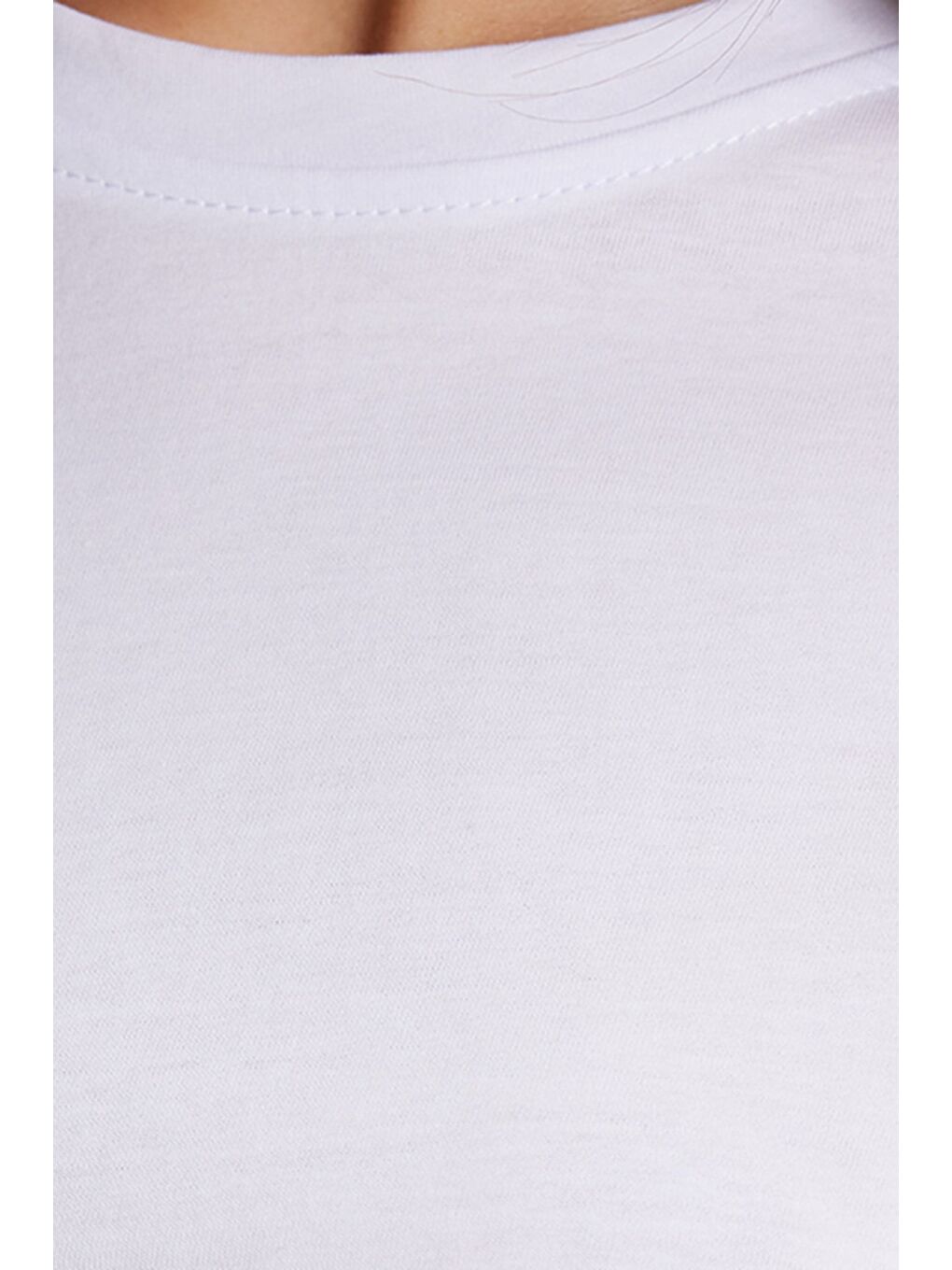 Kadın Slim Fit Dar Kesim %100 Pamuk Kısa Kollu Bisiklet Yaka Beyaz Crop Tişört-4