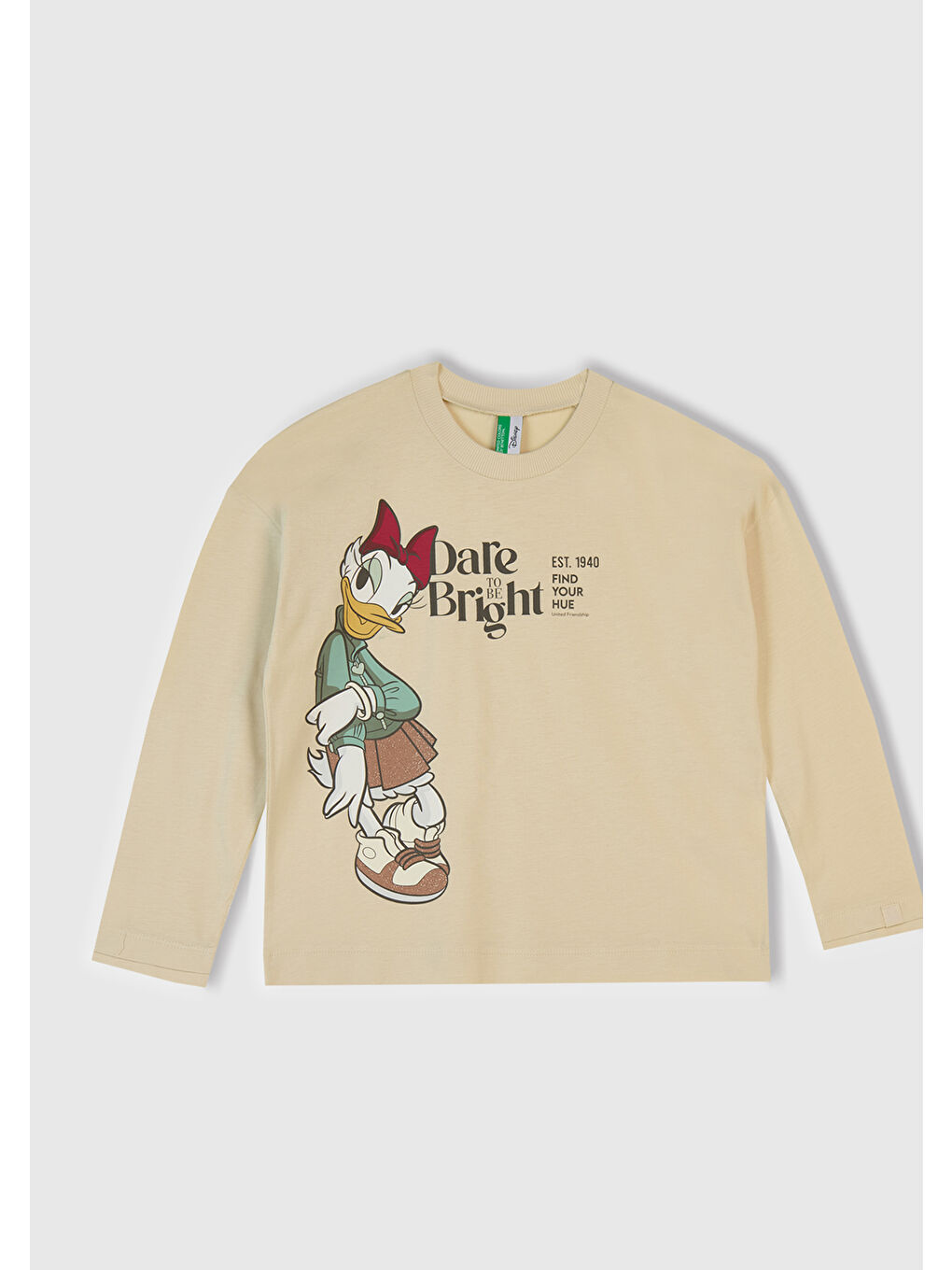 Ekru Kız Çocuk Krem Üstü Baskılı Altı Desenli Paçası Kıvrık Pijama Takımı-2