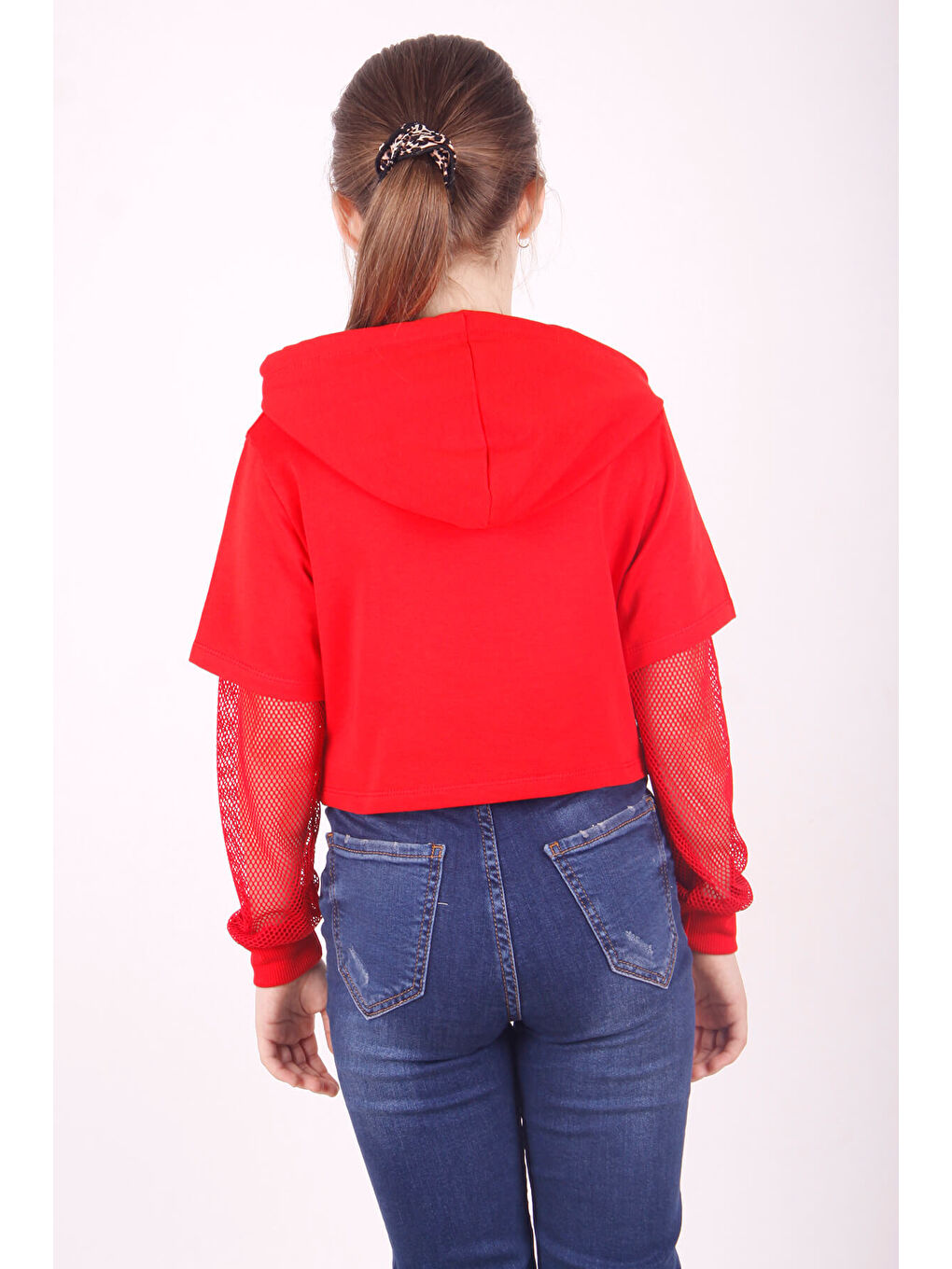 Kırmızı Kız Çocuk Rouge Baskılı Kapüşonlu Sweatshirt-1