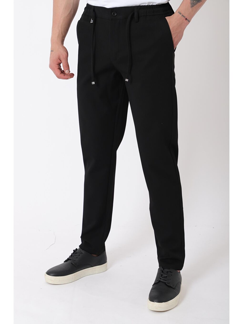Siyah Bel Lastikli Spor En Boy Jogger Pantolon CPT-4_0400