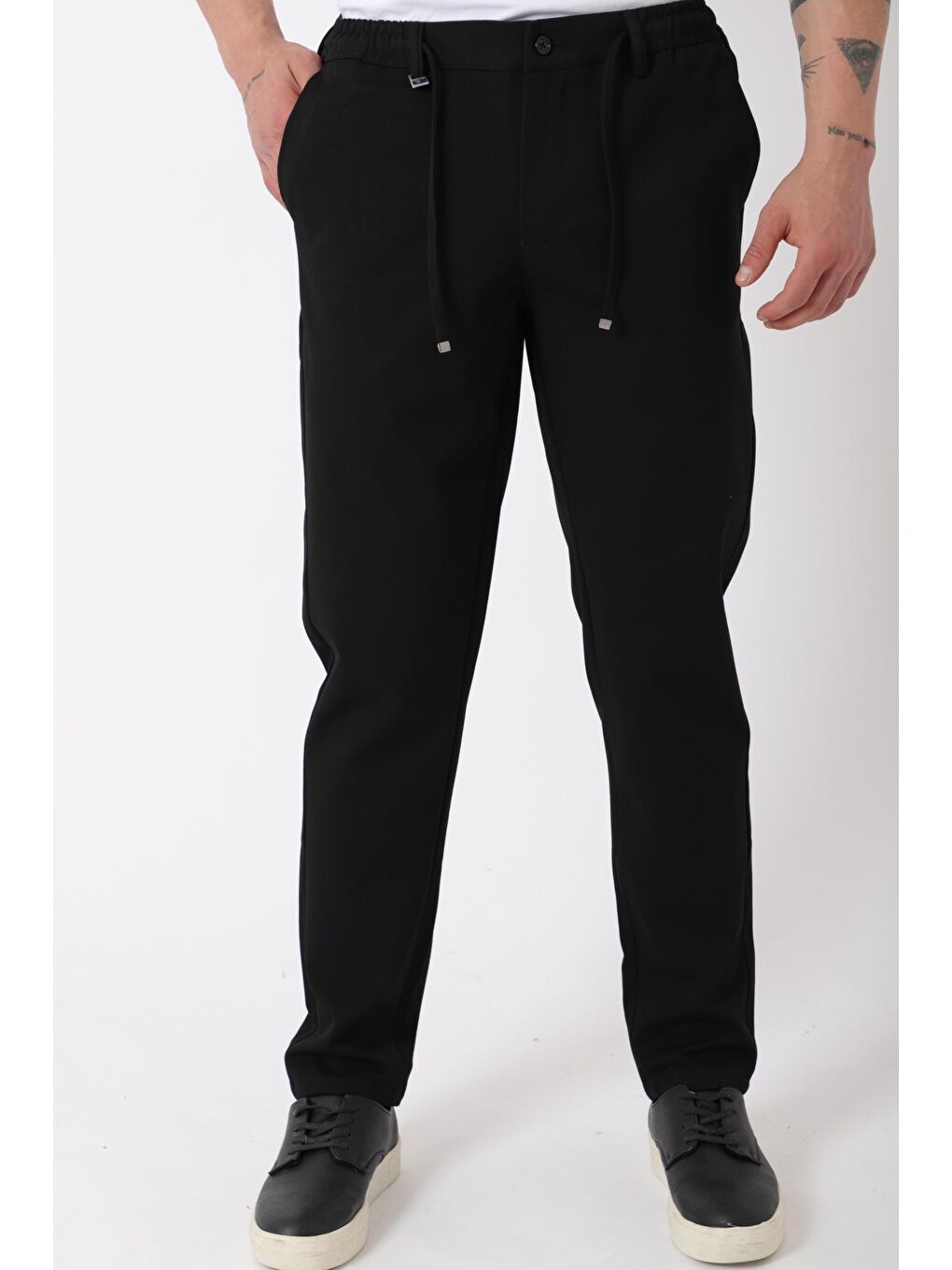 Siyah Bel Lastikli Spor En Boy Jogger Pantolon CPT-4_0400-3